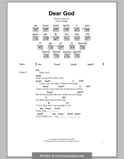 Dear God (XTC) by A. Partridge - sheet music on MusicaNeo