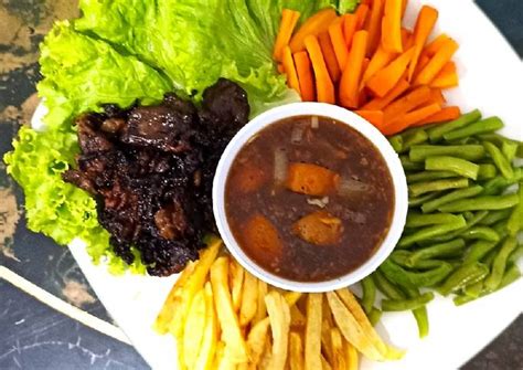 Resep Beef Steak Saus Teriyaki Lada Hitam Oleh Ibu Tina Cookpad