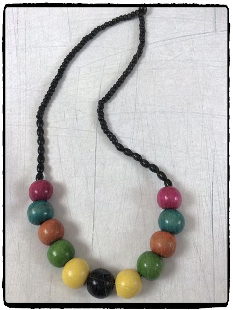 Multi Coloured Wood Bead Necklace Dony Au Beaded