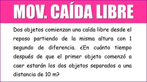 Dos objetos comienzan una caída libre desde el reposo partiendo de la