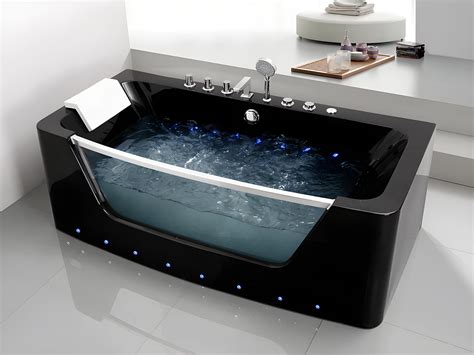 Baignoire balnéo vitrée à leds DYONA noire 1 place 260L