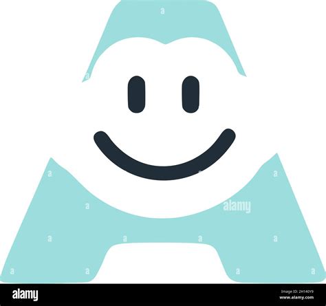 Letter A with a smile on the face character in flat style, smiley face ...