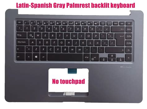 Teclado Retroiluminado Latino Con Reposabrazos Color Gris Para Asus