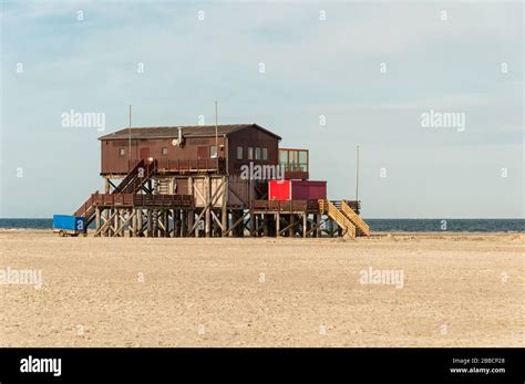 Stilt House On The Beach Of Sankt Peter Ording Stock Photo Alamy