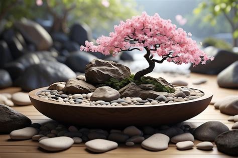 Premium AI Image Zen Rock Garden Complete With Meticulously Placed