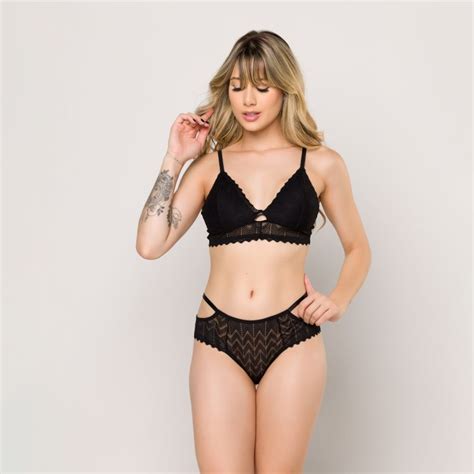 Conjunto De Lingerie Sem Bojo Bralette Luxo Em Renda