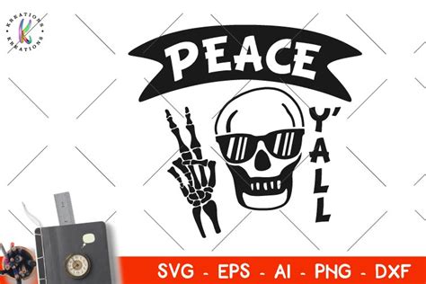 Peace Y All Svg Halloween Svg Skeleton Peace Sign