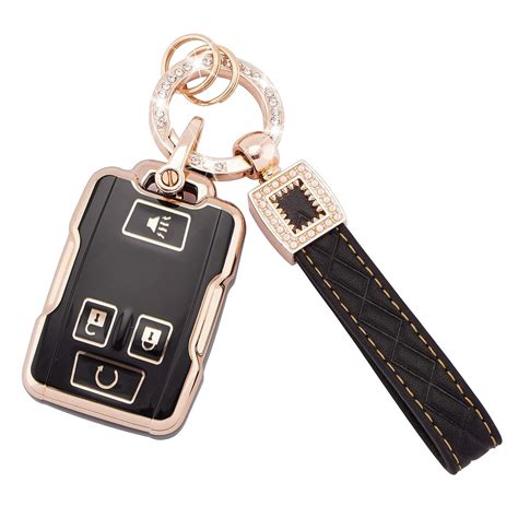 Ekala For Chevy Gmc Key Fob Cover Case With Leather Keychain 4 Buttons Soft Tpu Key Case Shell