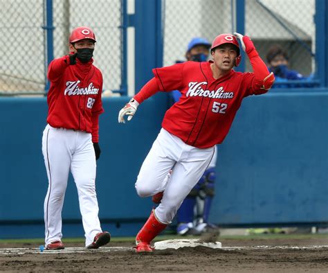 広島6位末包昇大が2戦連続マルチ安打 対外試合3連続4番起用の期待にバットで応えた プロ野球写真ニュース 日刊スポーツ