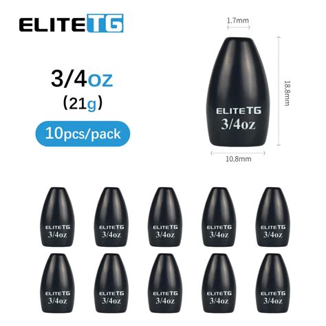 Elite TG 10PCS Tungsten Flipping Weights 1 8g 63g Bullet Bass Texas