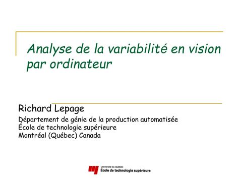 Ppt Analyse De La Variabilit En Vision Par Ordinateur Powerpoint