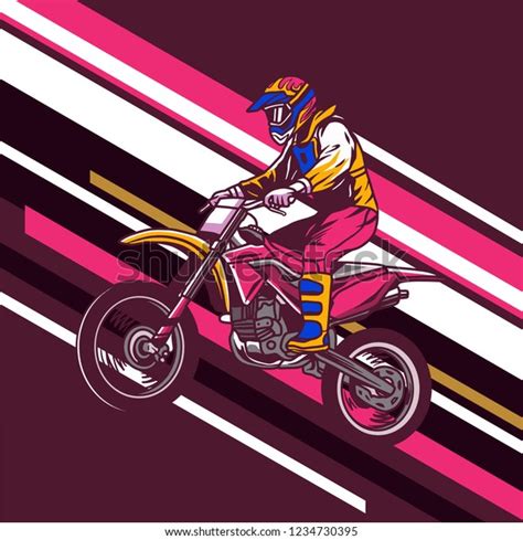 Supermoto Rider Ride Supermoto Bike Illustration Stock Vector Royalty