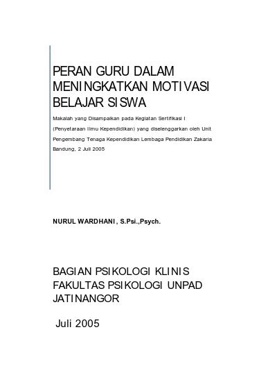 Peran Guru Dalam Meningkatkan Motivasi Belajar Siswa