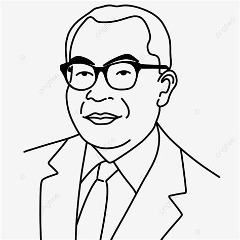 Drs Mohammad Hatta Dessin Au Trait Noirs Blancs Simples Dr Mohammad