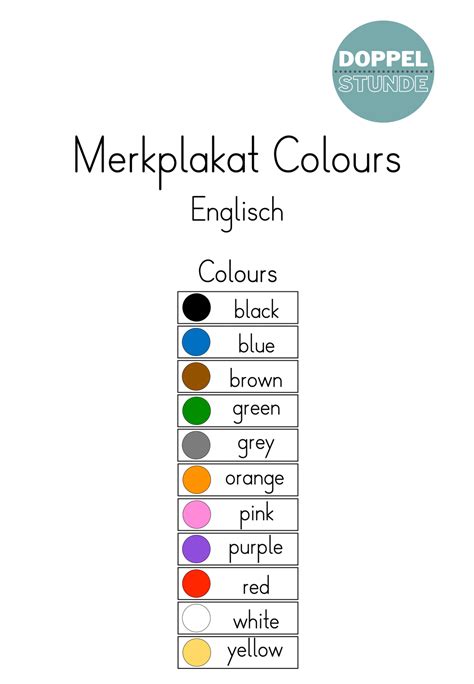 Merkplakat Colours Englisch Unterrichtsmaterial Im Fach Englisch