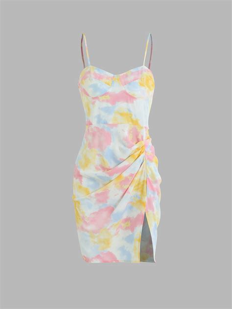 Woven Tie Dye Mini Dress For Daily Casual Date