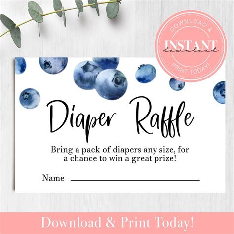 A Blueberry Printable Diaper Raffle Coupon