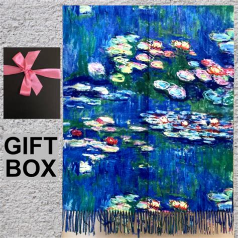 Claude Monet Nympheas Blue No2 Art Thick Soft Shawl Scarf In Giftbox EBay