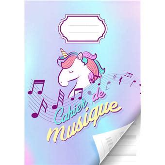 Licorne Cahier de musique avec portées et annotations pour