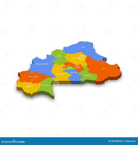 Burkina Faso Political Map of Administrative Divisions Stock Vector