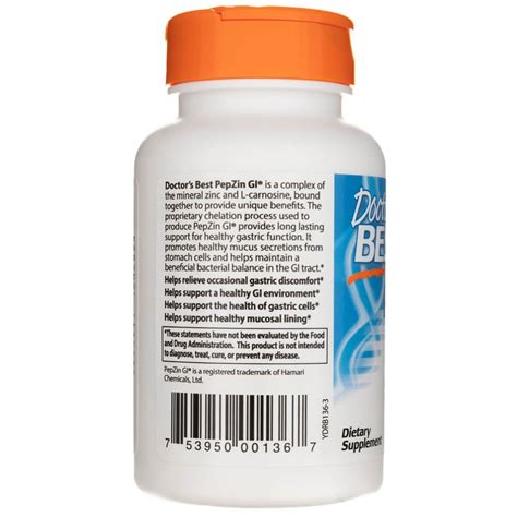 Doctor's Best PepZin GI Zink-L-Carnosin-Komplex 120 pflanzliche Kapseln ...