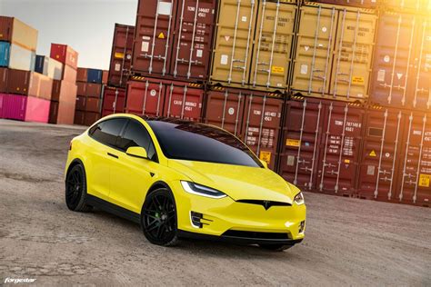 3M Yellow Tesla Model X - Forgestar F14 Wheels in Semi… | Forgestar