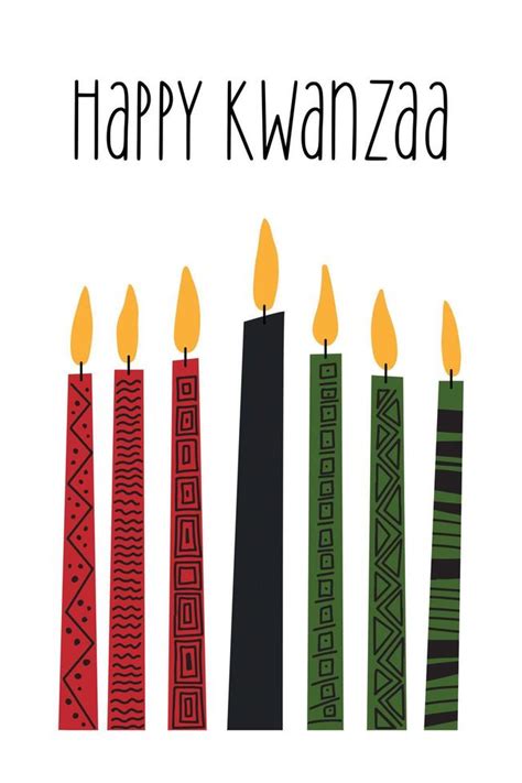 Kwanzaa clip art - seven long kinara candles - red, black, green. Cute ...