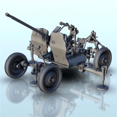 3D Printable 25mm M1940 72 K AA Cannon Soviet Army WW2 Second World