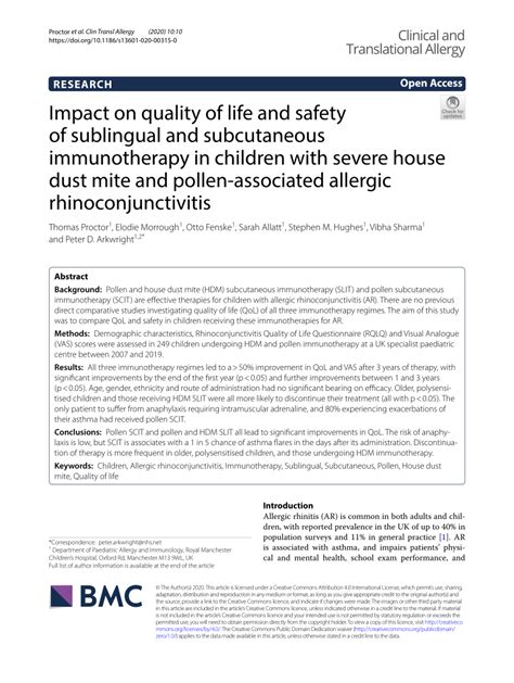 Pdf Impact On Quality Of Life And Safety Of Sublingual And