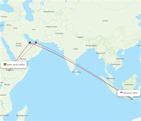 All Flight Routes From Addis Ababa To Denpasar ADD To DPS Flight Routes