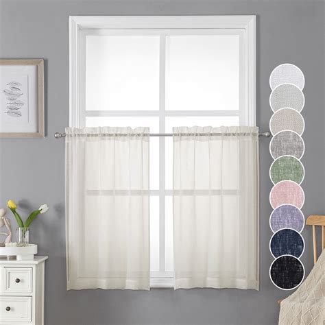 Ovzme Dolly Sheer Natural Curtains Pieces Inches Long Kitchen