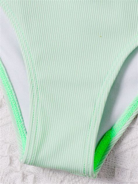 Criss Cross Ribbed Bikini Swimsuit SHEIN USA