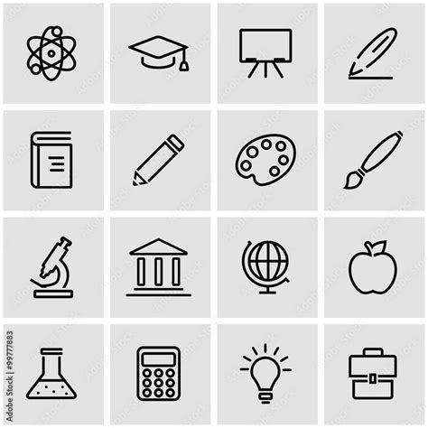 Vector line education icon set. Education Icon Object, Education Icon ...