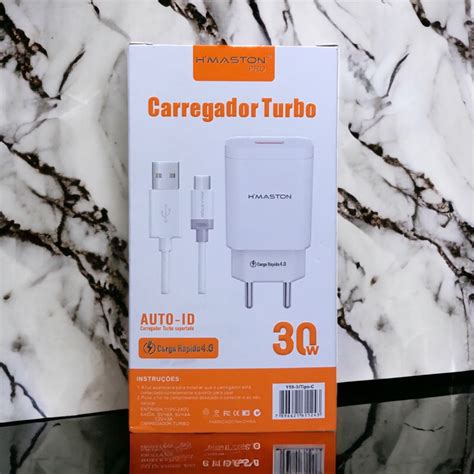 Carregador Fonte Turbo W Usb Cabo V H Maston Carga R Pida Y