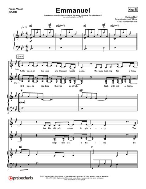 Emmanuel Sheet Music Pdf Hannah Kerr Praisecharts