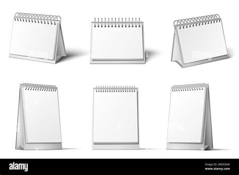 Desk calendar mockup. Blank calendars stand, table diary reminder and ...