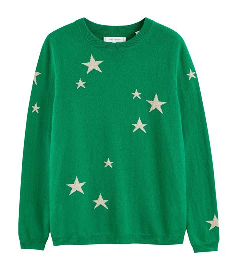 Womens Chinti Parker Green Oatmealmel Wool Cashmere Star Sweater