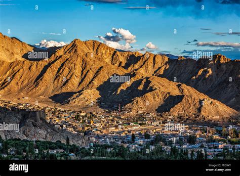 Aerial View Of Leh Town In Ladakh Stock Photo Alamy