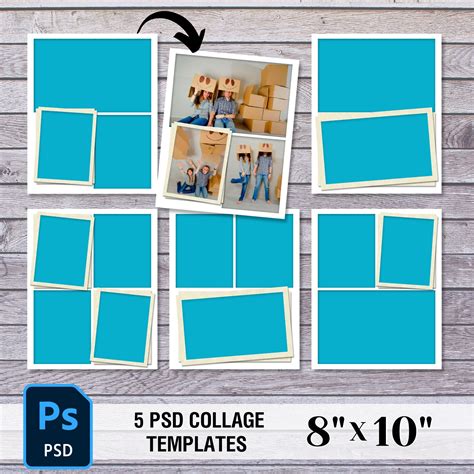 Storyboard Set Of 5 Collage Template Psd 8x10 Photo Collage Template