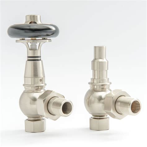 031 Traditional Trv Angled Satin Brushed Nickel Radiator Valves Radiator Valves Traditional