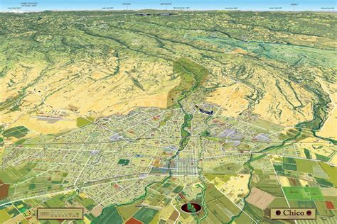 Mapa Jeff Cartography: Chico, California Panoramic Map