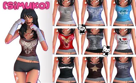 Simuko Y K Graphic Tank Tops Sims Clothing Sims Mods Clothes