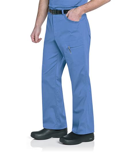 Landau Mens Stretch Rip Stop Zip Fly Cargo Pocket Scrub Pant With Belt Loops