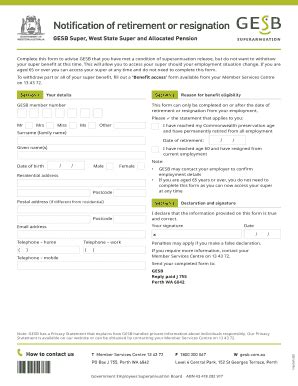 Fillable Online Notification Of Retirement Or Resignation Form