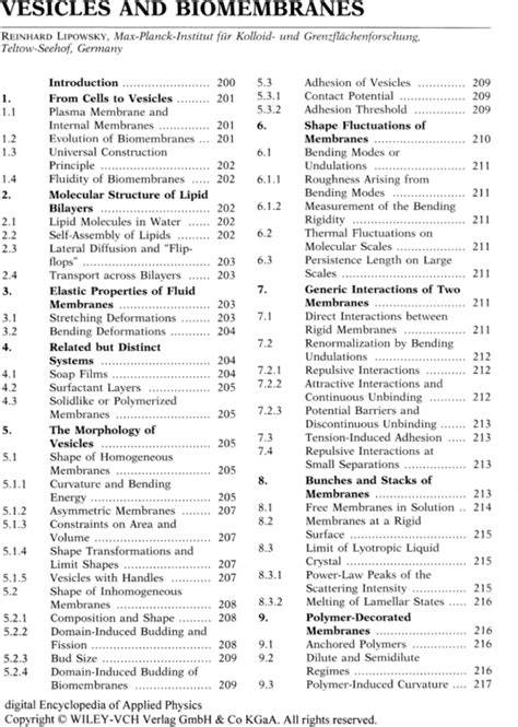 Vesicles And Biomembranes Lipowsky Major Reference Works Wiley