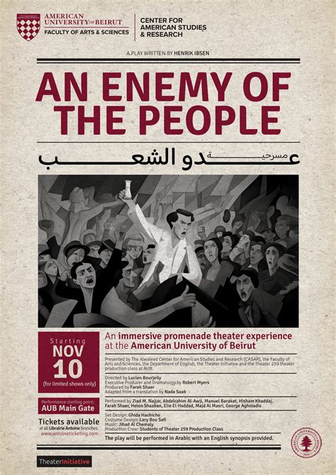 THE PLAY AN ENEMY OF THE PEOPLE PREMIERES AT AUB – Executive Bulletin