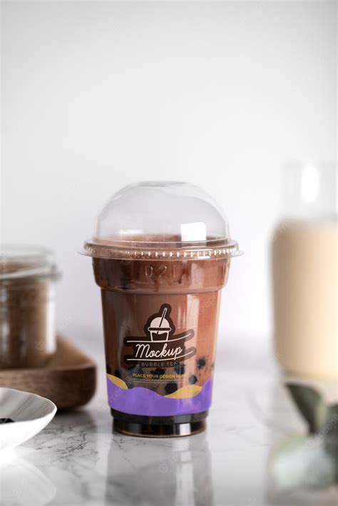 Premium PSD | Tasty bubble tea and tapioca pearls