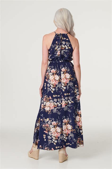 Floral Halter Neck Maxi Dress Izabel London