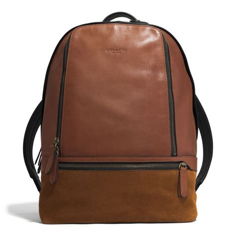 Coach Bleecker Traveler Backpack In Mixed Leather In Black For Men B