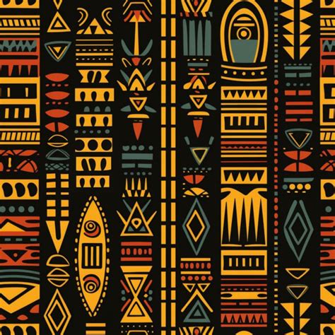 Download African Tribal Pattern on Black Background Patterns Online - Creative Fabrica